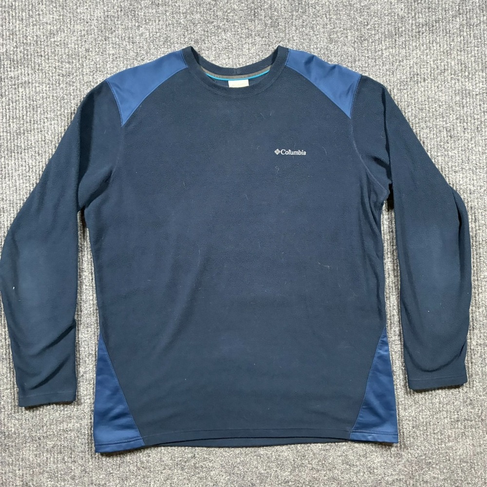 Columbia Mens Pullover Sweater XL Fleece Crewneck Navy Blue Outdoor Hiking
